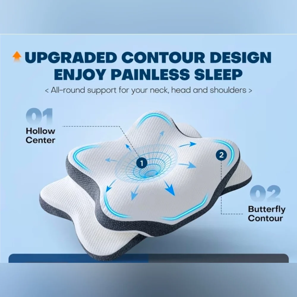 5X Pain Relief Cervical Neck Pillow for Neck Support, Ergonomic Cooling